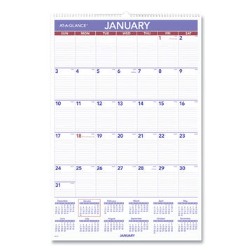 AT-A-GLANCE® Monthly Wall Calendar With Ruled Daily Blocks, 8 X 11, White Sheets, 12-month (jan To Dec): 2022 freeshipping - TVN Wholesale
